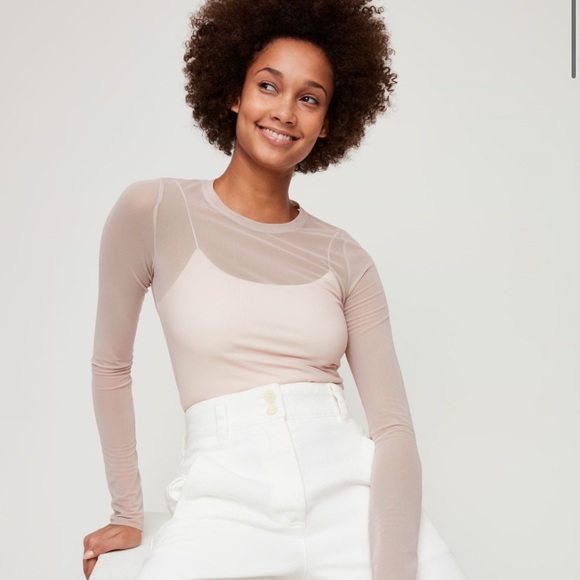 🍂fall drop🍂Wilfred Mesh Kristen top beige/ pink - Picture 3 of 8
